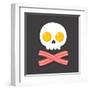 Pirate Flag Made of Fried Eggs and Bacon as Skull and Crossbones. Cartoon Breakfast Food Vector Ill-Soodowoodo-Framed Art Print