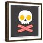 Pirate Flag Made of Fried Eggs and Bacon as Skull and Crossbones. Cartoon Breakfast Food Vector Ill-Soodowoodo-Framed Art Print
