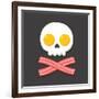 Pirate Flag Made of Fried Eggs and Bacon as Skull and Crossbones. Cartoon Breakfast Food Vector Ill-Soodowoodo-Framed Art Print