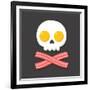 Pirate Flag Made of Fried Eggs and Bacon as Skull and Crossbones. Cartoon Breakfast Food Vector Ill-Soodowoodo-Framed Art Print