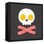 Pirate Flag Made of Fried Eggs and Bacon as Skull and Crossbones. Cartoon Breakfast Food Vector Ill-Soodowoodo-Framed Stretched Canvas