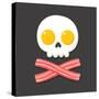 Pirate Flag Made of Fried Eggs and Bacon as Skull and Crossbones. Cartoon Breakfast Food Vector Ill-Soodowoodo-Stretched Canvas