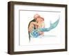 Pirate holding Mermaid-sylvia pimental-Framed Art Print