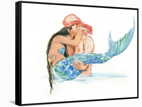 Pirate holding Mermaid-sylvia pimental-Framed Stretched Canvas