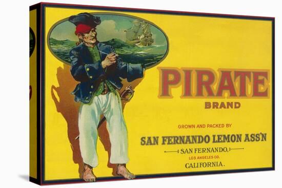 Pirate Lemon Label - San Fernando, CA-Lantern Press-Stretched Canvas