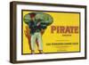 Pirate Lemon Label - San Fernando, CA-Lantern Press-Framed Art Print