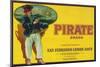 Pirate Lemon Label - San Fernando, CA-Lantern Press-Mounted Art Print