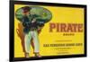 Pirate Lemon Label - San Fernando, CA-Lantern Press-Framed Art Print