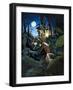 Pirate of the Caribbean with Lantern, in the Night, Hiding His Treasure in the Forest of an Island.-Alessandro Lonati-Framed Giclee Print