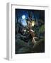 Pirate of the Caribbean with Lantern, in the Night, Hiding His Treasure in the Forest of an Island.-Alessandro Lonati-Framed Giclee Print