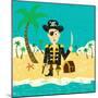 Pirate on an Island with Treasure a Pirate with His Treasure on a Deserted Island-Retrorocket-Mounted Art Print