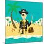 Pirate on an Island with Treasure a Pirate with His Treasure on a Deserted Island-Retrorocket-Mounted Art Print