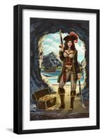 Pirate Pinup Girl-Lantern Press-Framed Art Print