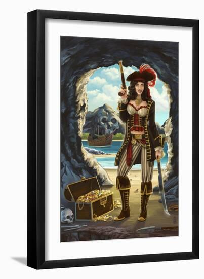 Pirate Pinup Girl-Lantern Press-Framed Art Print