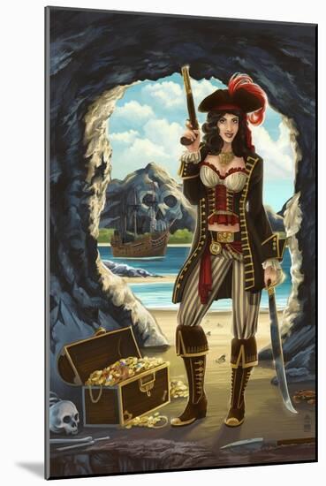 Pirate Pinup Girl-Lantern Press-Mounted Art Print