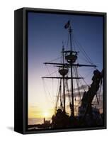Pirate Ship in Hog Sty Bay, During Pirates' Week Celebrations, George Town, Cayman Islands-Ruth Tomlinson-Framed Stretched Canvas