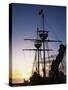 Pirate Ship in Hog Sty Bay, During Pirates' Week Celebrations, George Town, Cayman Islands-Ruth Tomlinson-Stretched Canvas