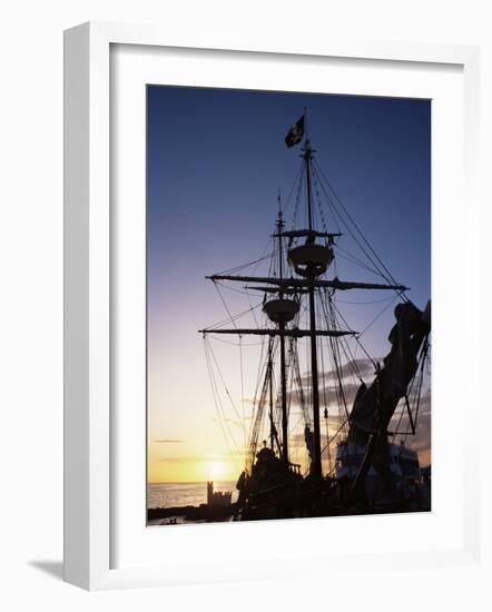 Pirate Ship in Hog Sty Bay, During Pirates' Week Celebrations, George Town, Cayman Islands-Ruth Tomlinson-Framed Photographic Print