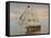 Pirate Ship with Black Jolly Roger Flag Sailing the Ocean-null-Framed Stretched Canvas