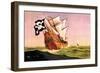 Pirate Ship with Sails All Set, c.1930-Anton K. Skillin-Framed Art Print