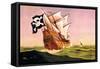 Pirate Ship with Sails All Set, c.1930-Anton K. Skillin-Framed Stretched Canvas