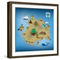 Pirate Treasure Map-miskokordic-Framed Art Print