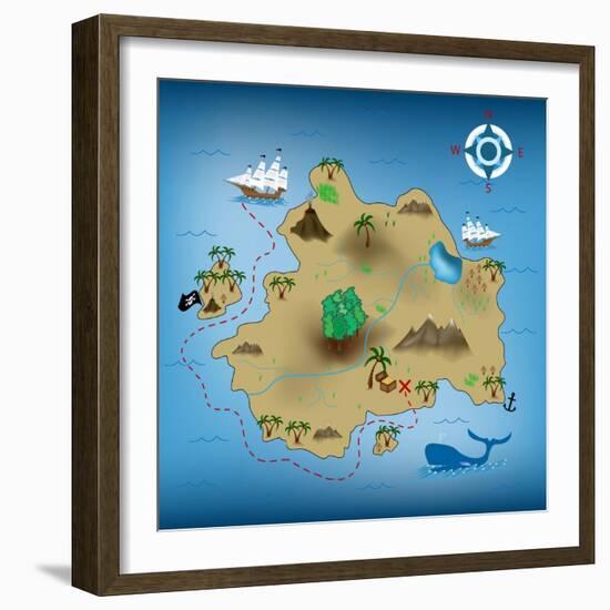 Pirate Treasure Map-miskokordic-Framed Art Print