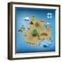 Pirate Treasure Map-miskokordic-Framed Art Print