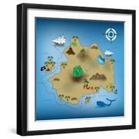 Pirate Treasure Map-miskokordic-Framed Art Print