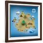 Pirate Treasure Map-miskokordic-Framed Art Print