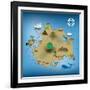 Pirate Treasure Map-miskokordic-Framed Art Print