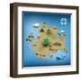 Pirate Treasure Map-miskokordic-Framed Art Print