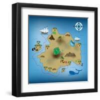 Pirate Treasure Map-miskokordic-Framed Art Print