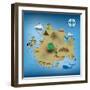 Pirate Treasure Map-miskokordic-Framed Art Print