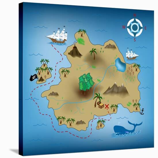 Pirate Treasure Map-miskokordic-Stretched Canvas