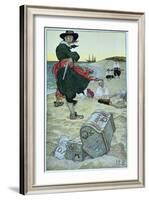 Pirate William Kidd Burying Treasure on Oak Island-Howard Pyle-Framed Giclee Print