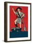 Pirate Woman with Treasure and Shovel-Found Image Press-Framed Giclee Print