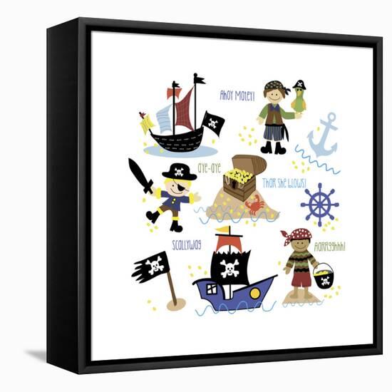 Pirates and Ships-Erin Clark-Framed Stretched Canvas