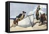 Pirates Around a Rowboat on An Island-null-Framed Stretched Canvas