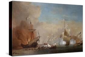 Pirates Attacking a British Navy Ship, 17th Century-Willem Van De Velde The Younger-Stretched Canvas