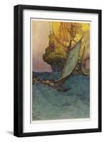 Pirates Attacking a Spanish Galleon in the West Indies-Howard Pyle-Framed Photographic Print