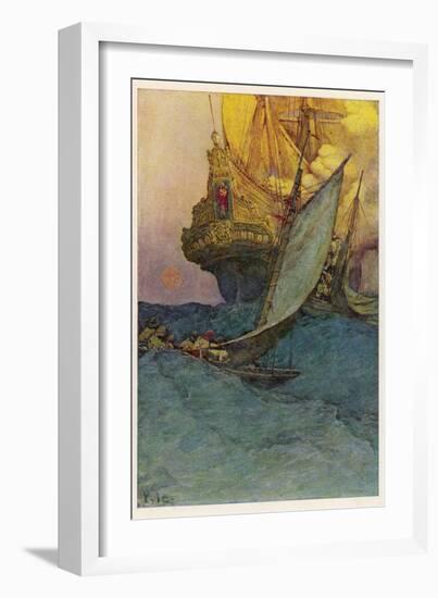 Pirates Attacking a Spanish Galleon in the West Indies-Howard Pyle-Framed Photographic Print