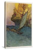 Pirates Attacking a Spanish Galleon in the West Indies-Howard Pyle-Stretched Canvas