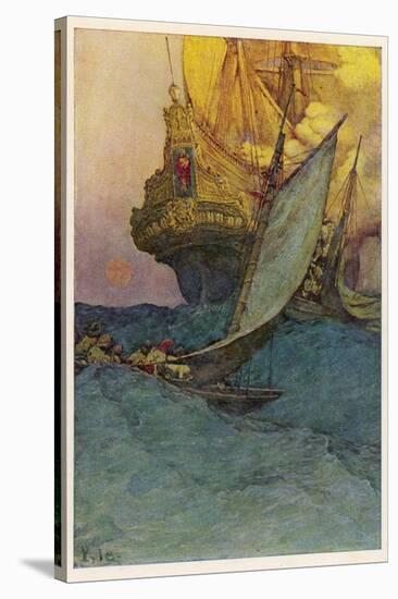 Pirates Attacking a Spanish Galleon in the West Indies-Howard Pyle-Stretched Canvas