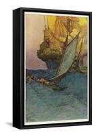 Pirates Attacking a Spanish Galleon in the West Indies-Howard Pyle-Framed Stretched Canvas