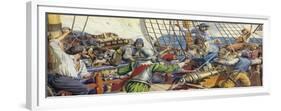 Pirates Attacking a Spanish Galleon-Mike White-Framed Giclee Print