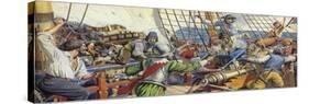 Pirates Attacking a Spanish Galleon-Mike White-Stretched Canvas