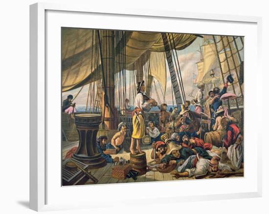 Pirates Attempting to Foil a Us Navy Ship by Posing as an Innocent Merchant Vessel-null-Framed Giclee Print