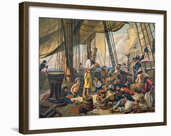 Pirates Attempting to Foil a Us Navy Ship by Posing as an Innocent Merchant Vessel-null-Framed Giclee Print