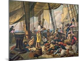 Pirates Attempting to Foil a Us Navy Ship by Posing as an Innocent Merchant Vessel-null-Mounted Giclee Print